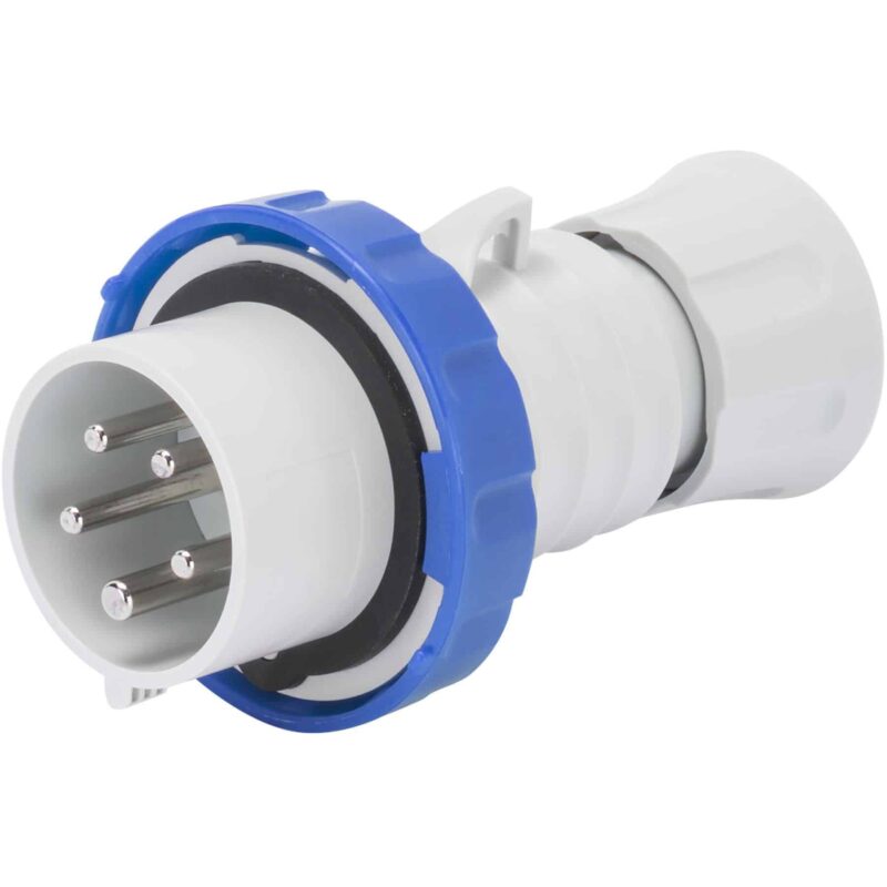 Stecher monofazic Gewiss cu inversarea fazelor, IP66/68, mobil, 3P+N+E, 16A - SKU:  GW60028WH