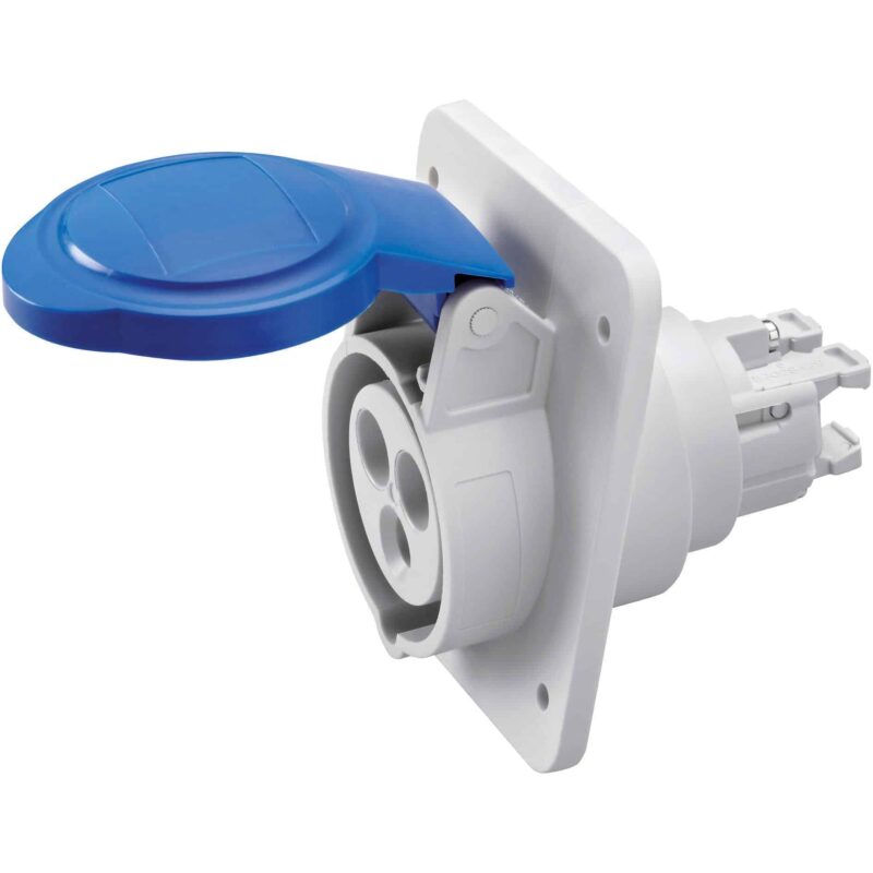 Priza monofazica incastrata IP44/IP45, 2P+E, 32A - SKU:  GW62216FH