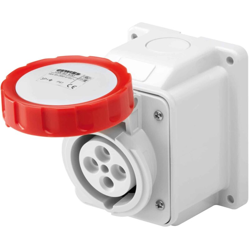 Priza trifazica IP67 aplicata 3P+E 32A 380-415V rosie - SKU:  GW62441