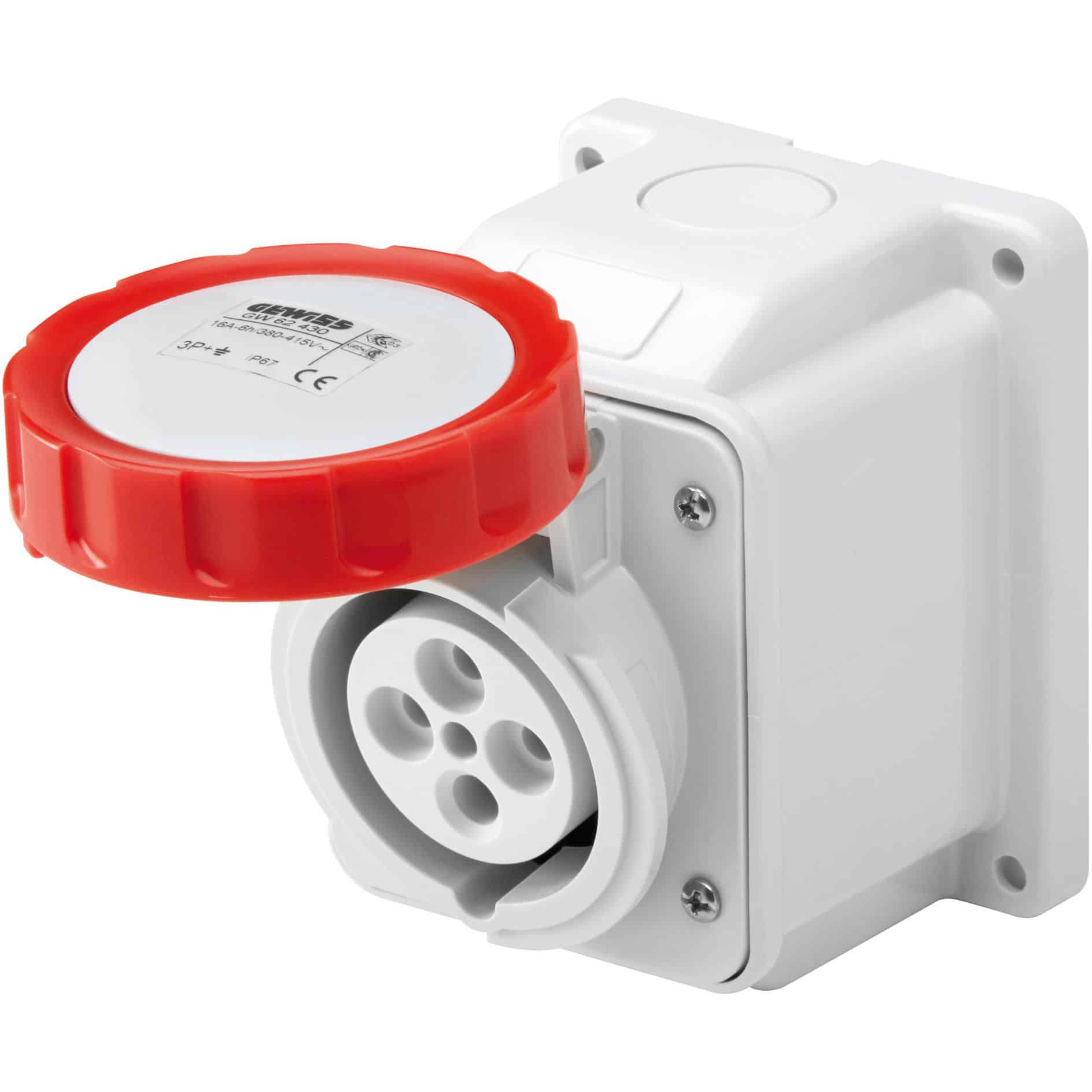 Priza trifazica aplicata IP67 3P+E 32A 380-440V rosie - SKU: GW62556