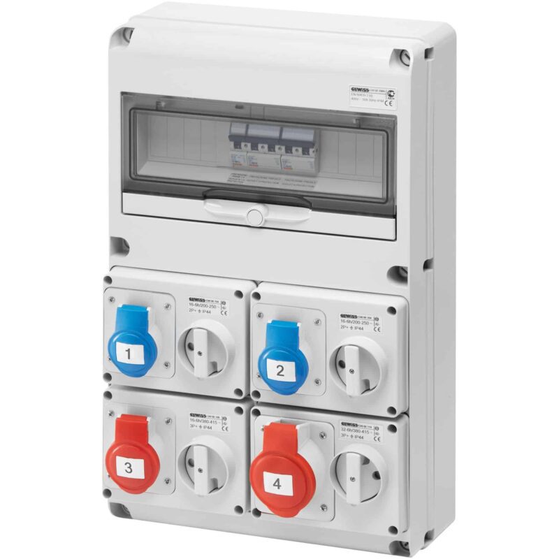 Tablou organizare santier trifazic/monofazic 14 module IP67, 230/415VAC, 16A - SKU:  GW68206N