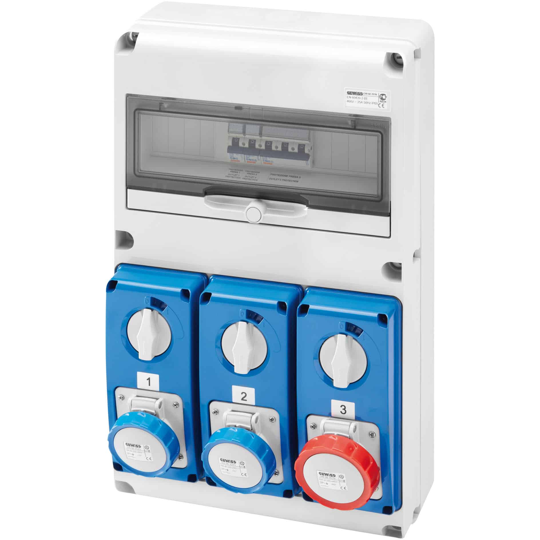 Tablou organizare santier trifazic/monofazic 14 module IP44, 230/415VAC, 16A - SKU: GW68207N