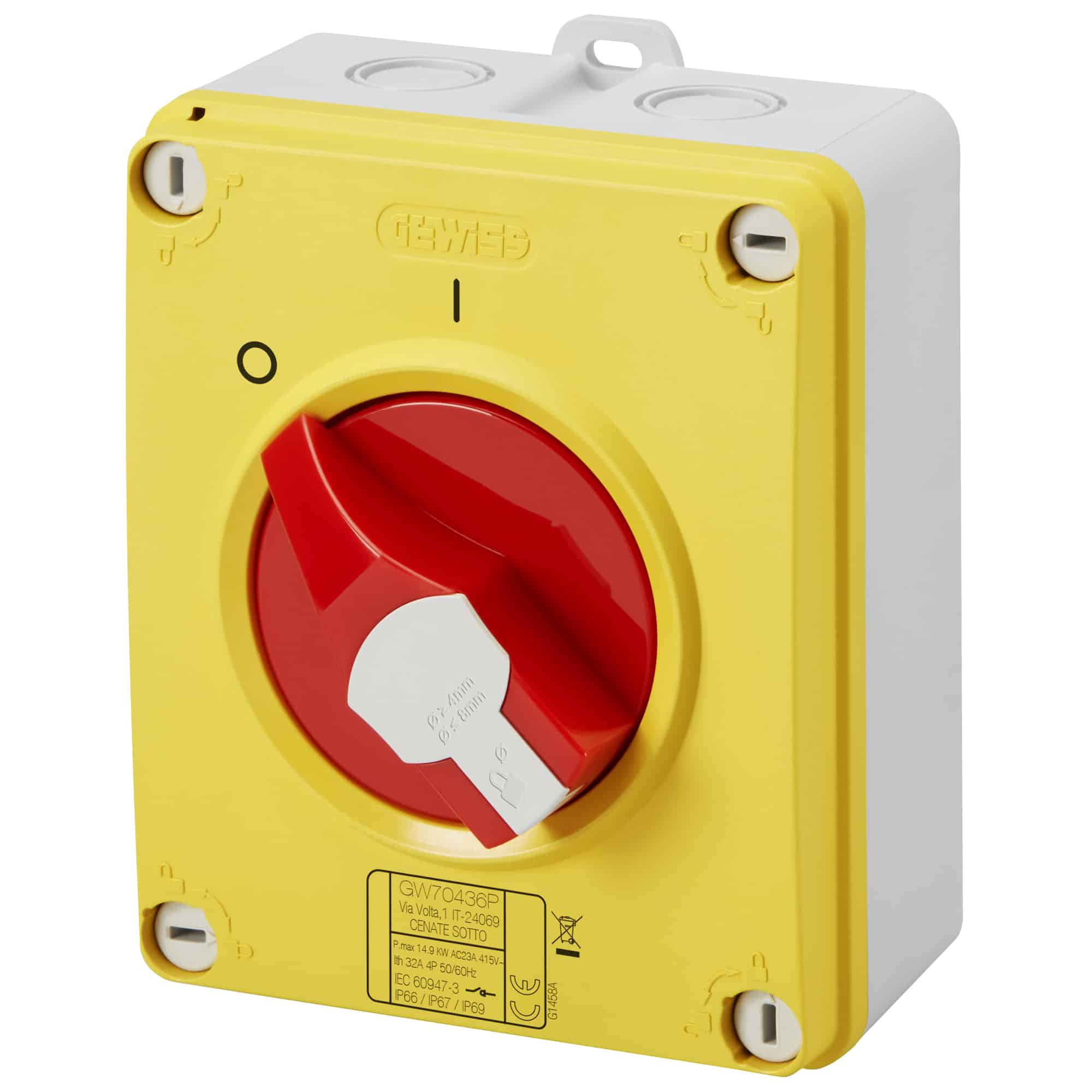 Intrerupator rotativ de izolare ON-OFF de urgenta 4P 40A blocabil - SKU: GW70443P