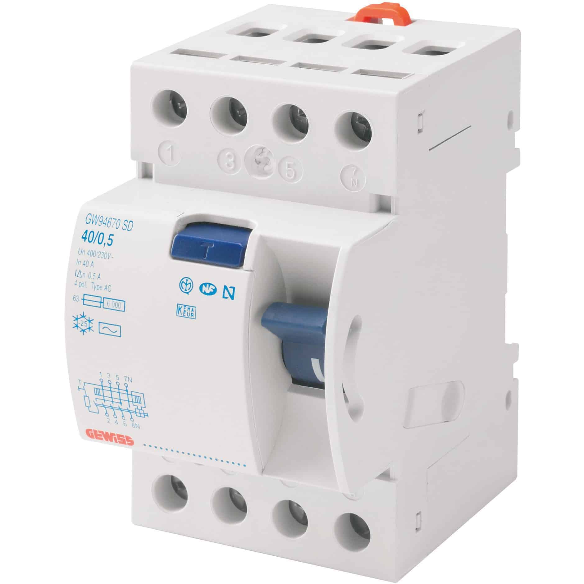 Disjunctor diferential trifazic 40A 300mA curba C tip A RCBO - SKU: GW94899
