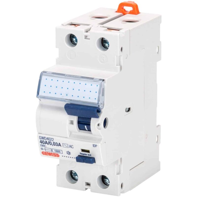 Disjunctor diferential monofazat 63A, 300mA, curba C, tip A, 6kA - SKU:  GWD4054