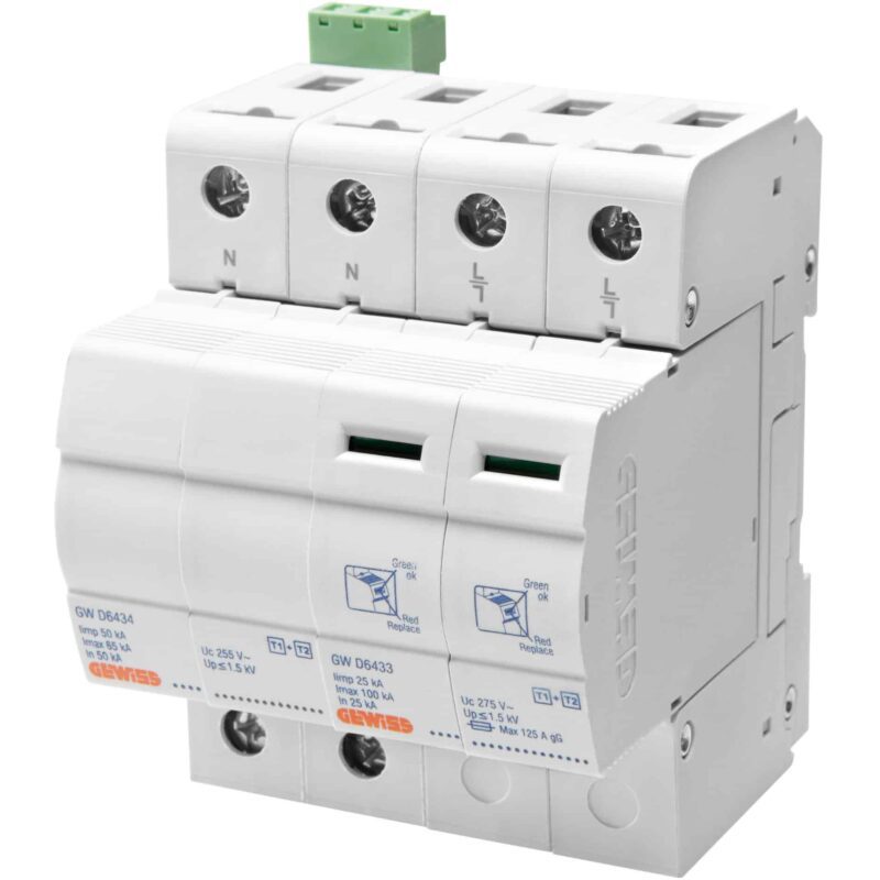 Descarcator supratensiune 1+1 debrosabil cu semnalizare, tip B+C, 230VAC - SKU:  GWD6404