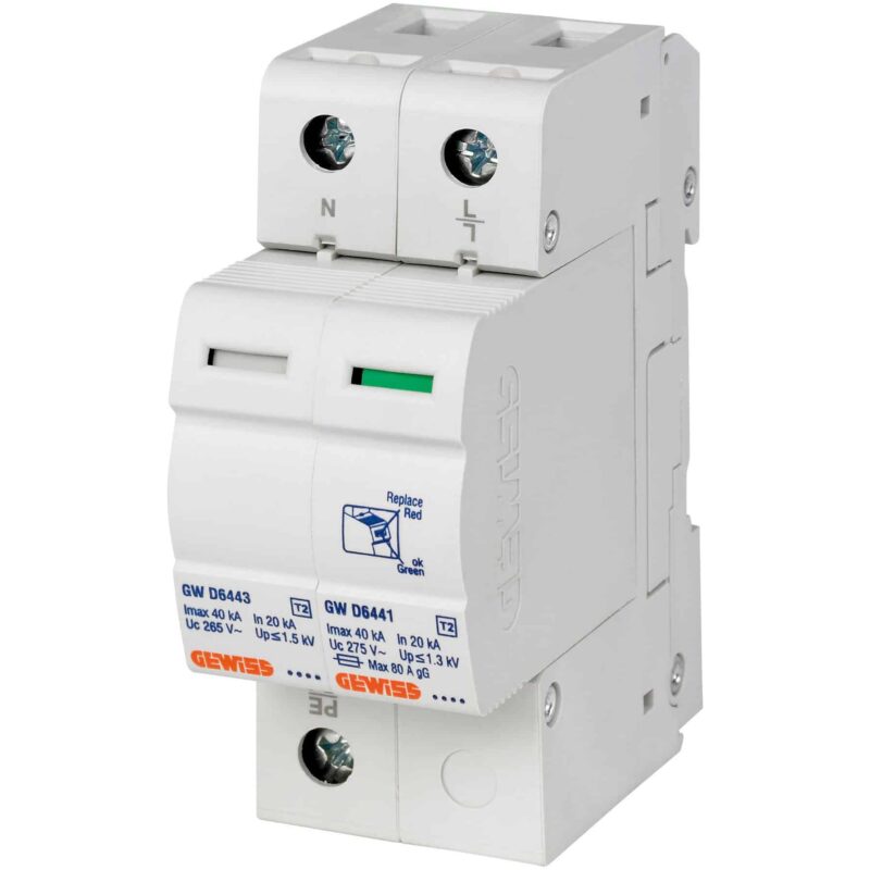 Descarcator supratensiune 1P+N tip C 40kA T2 cu semnalizare - SKU:  GWD6417