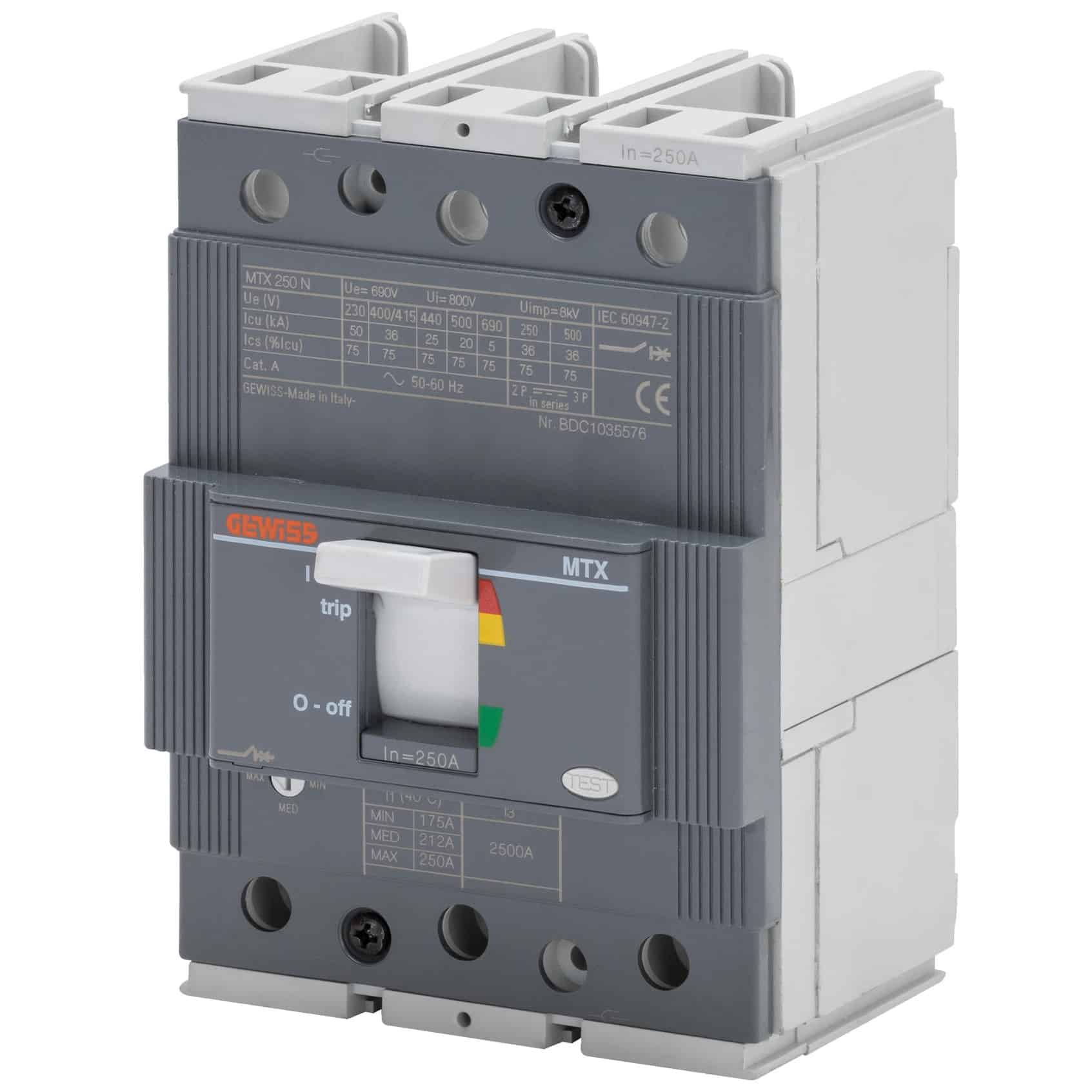 Intreruptor automat MCCB MTX250 protectie generator 3P 50kA fix 100A - SKU: GWD7263