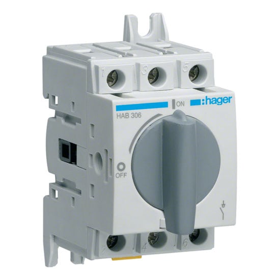 Separator de sarcina 3P 63A pentru sina DIN sau placa - SKU:  HAB306