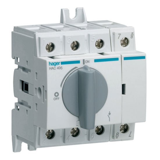 Separator de sarcina 4P 63A pentru sina DIN sau placa - SKU:  HAC406