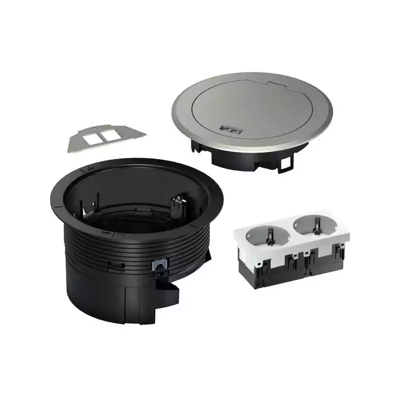 Priza de podea cu capac metalic argintiu pentru zone ude sau exterioare  - SKU:  BSR02D01