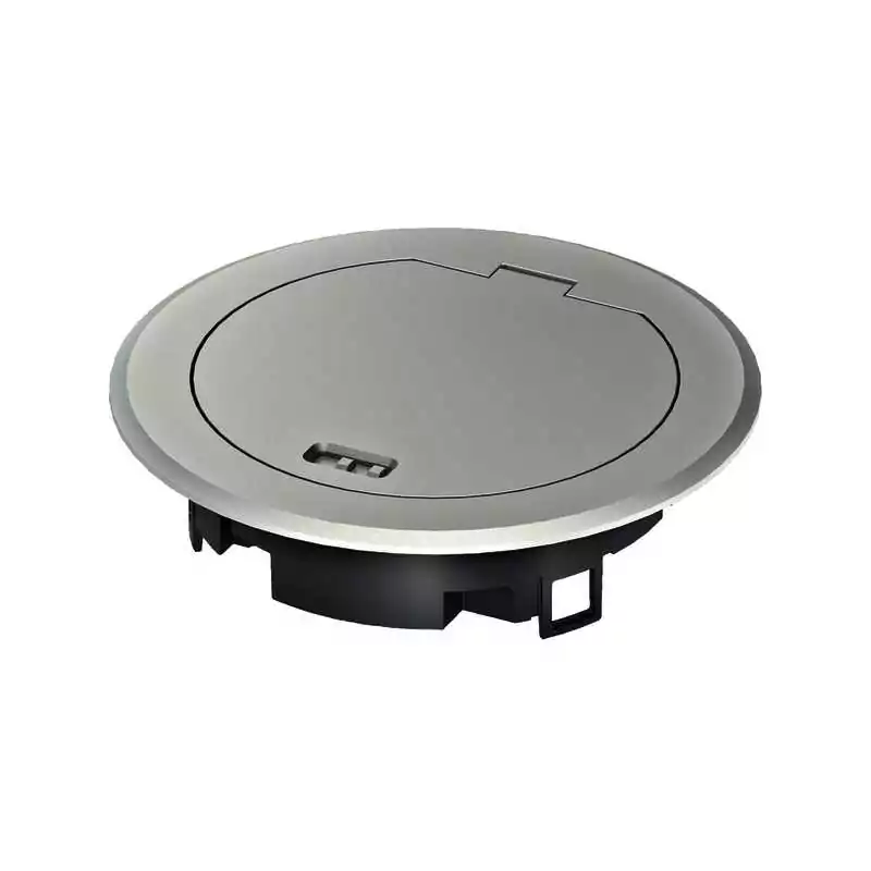 Capac cu balamale metalice pentru cutie de instalatie R02 silver - SKU:  BSR02MKS