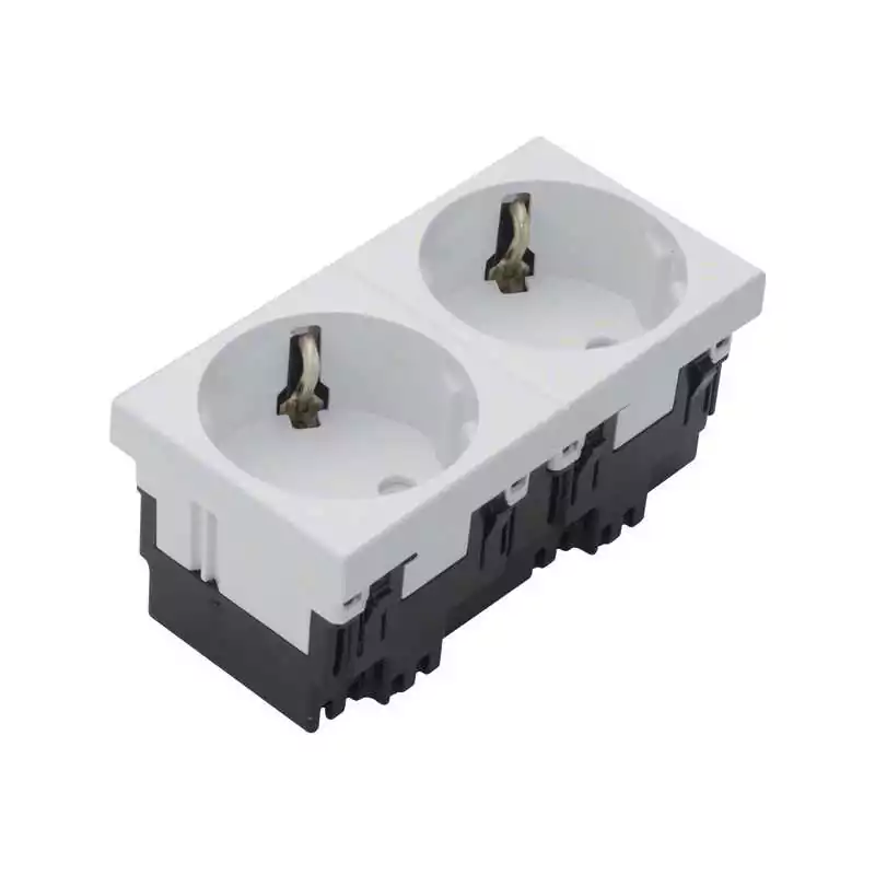 Priza modulara sistem 33° 2-fach 16A/250V Rastec 45 alb - SKU:  ESR2339010