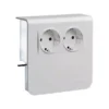 Suport modular dublu pentru prize Schuko, 48mm, alb, pentru plinte de cablu - SKU:  SL200809009010