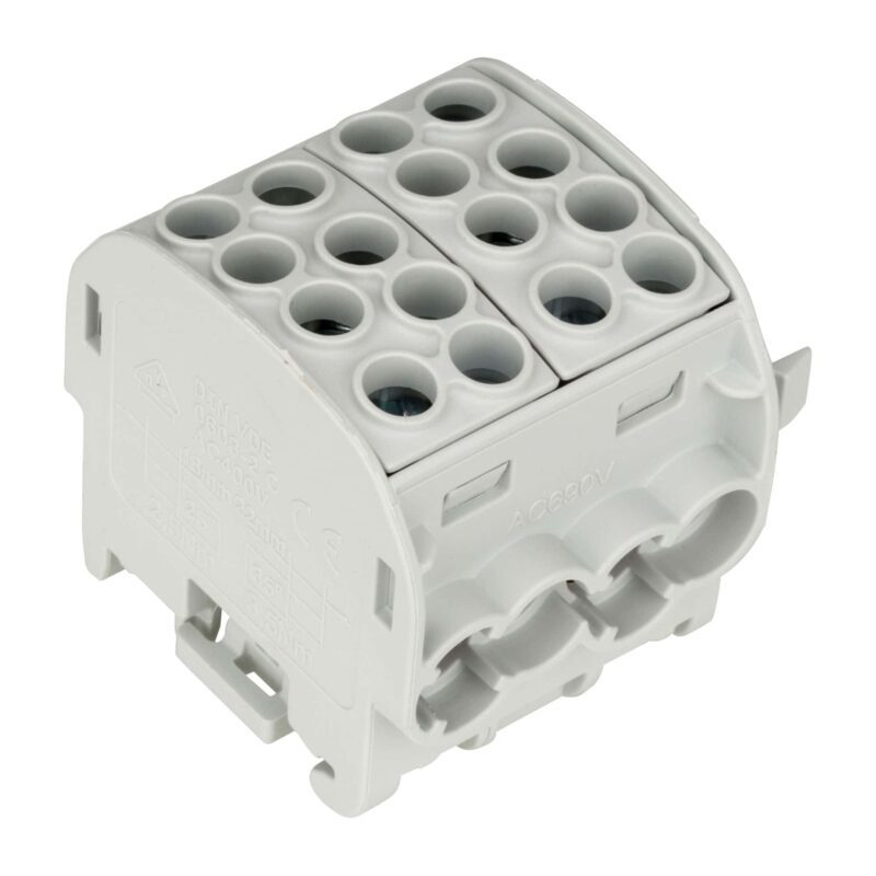 Clema de derivatie 2P sina DIN 35mm, 4 intrari-4 iesiri, gri - SKU:  IK026212