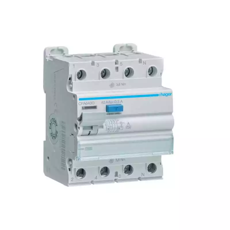 Intrerupator diferential 4 Poli 10kA 40A 300mA Tip A - SKU:  CFA640D