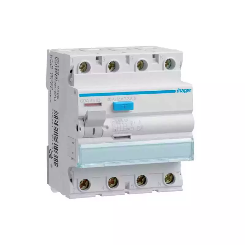 Intreruptor diferential 4 Poli 6kA 40A 30mA Tip A 110V - SKU:  CDA441D