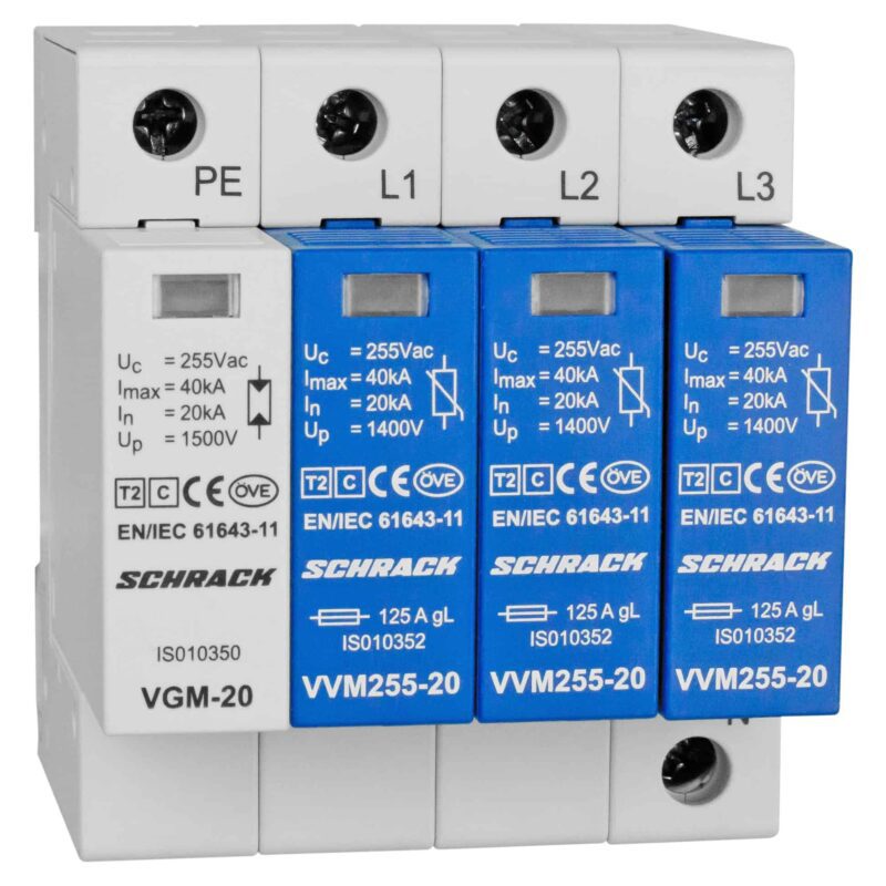 Descarcator supratensiune 3+1 debrosabil, TT, 255VAC, tip B+C - SKU:  IS111310