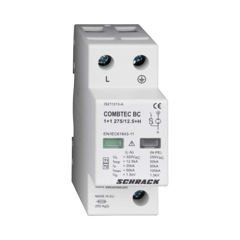 Descarcator supratensiune compact 1+1 tip B+C cu semnalizare 275VAC - SKU:  IS211213-A