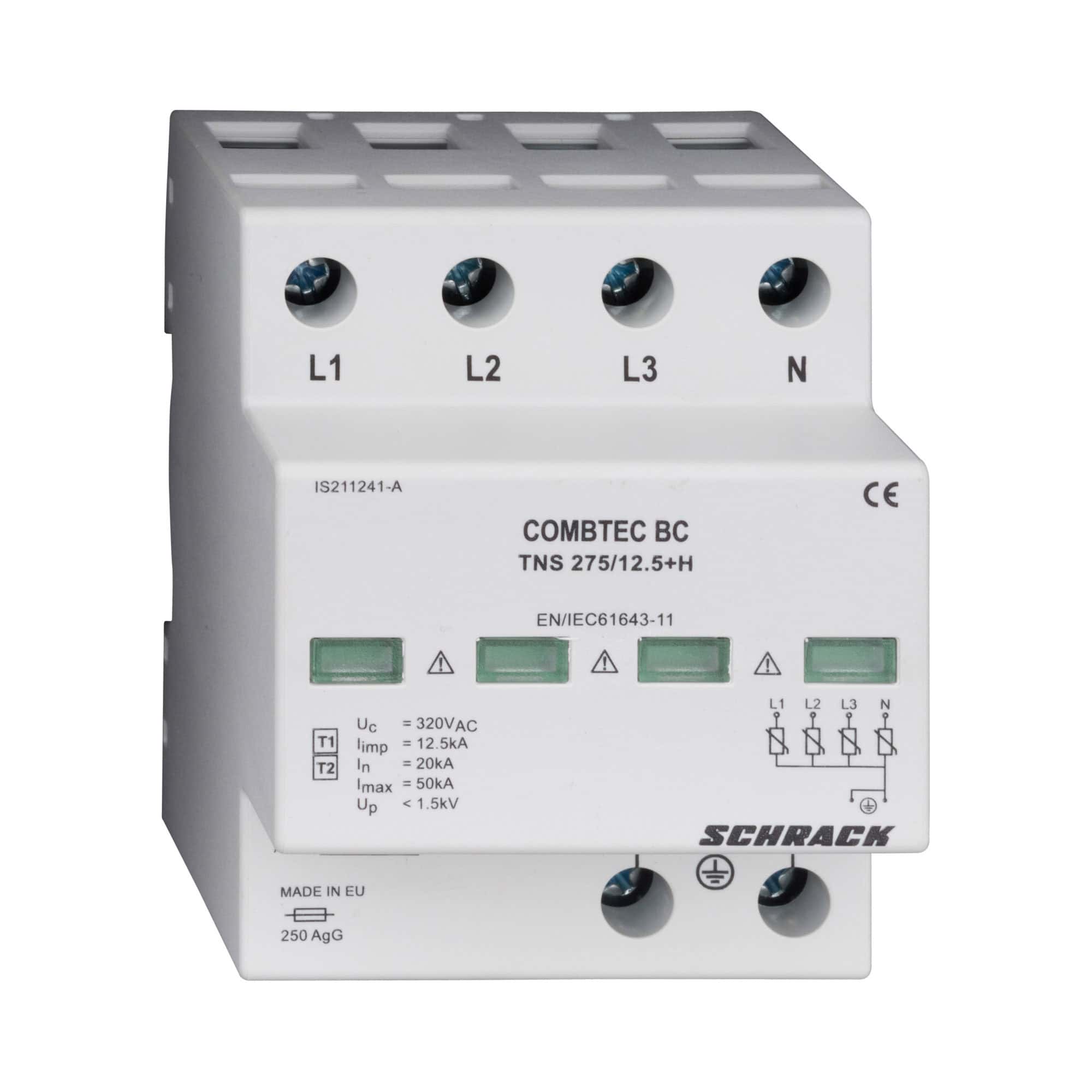 Descarcator supratensiune compact 4+0, tip B+C, 275VAC - SKU: IS211241-A