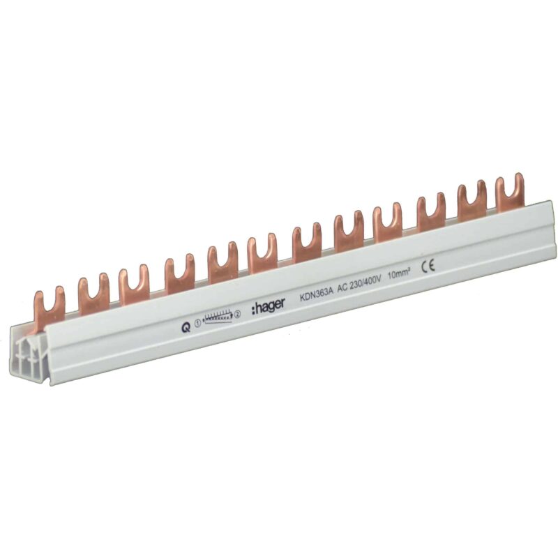 Bareta de alimentare 3P, tip furca, 12 module, 63A - SKU:  KDN363A