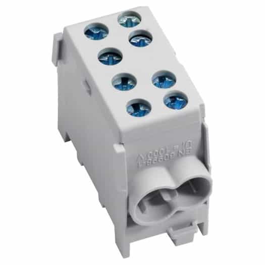 Clema de derivatie 2P, fixare pe sina DIN, 10-35mmp, gri - SKU:  KH35L