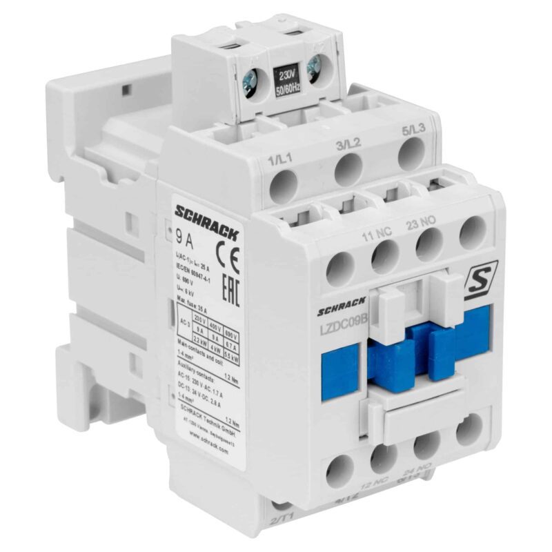 Contactor 3-poliCUBICO Classic 4kW 9A 1NO+1NC 230VAC - SKU:  LZDC09B3