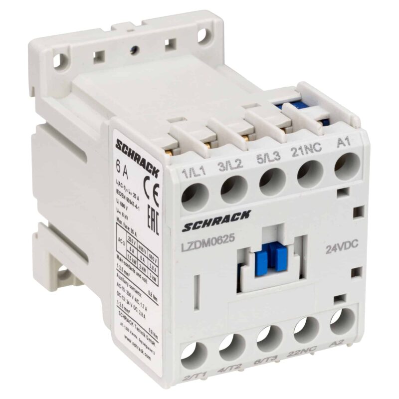 Contactor mini 3 poli CUBICO, 24VDC, 6A, 1NI - SKU:  LZDM0625