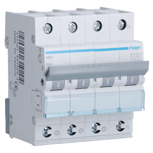 Disjunctor tetrapolar 3P+N 63A curba B 6kA - SKU: MBS663