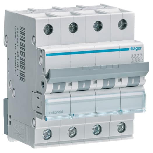 Disjunctor tetrapolar 25A curba C 6kA - SKU:  MCN425