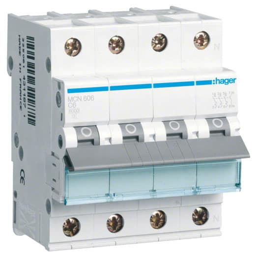 Disjunctor tetrapolar 3P+N 6A curba C 6kA - SKU:  MCN606