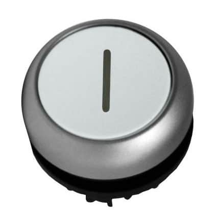 Buton comanda cu revenire, plat, alb, diametru 29.7mm, IP67 - SKU:  MM216611