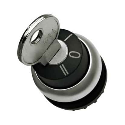 Comutator cu cheie si retinere, 3 pozitii, 2x60 grade, negru, 1-0-2 - SKU:  MM216900