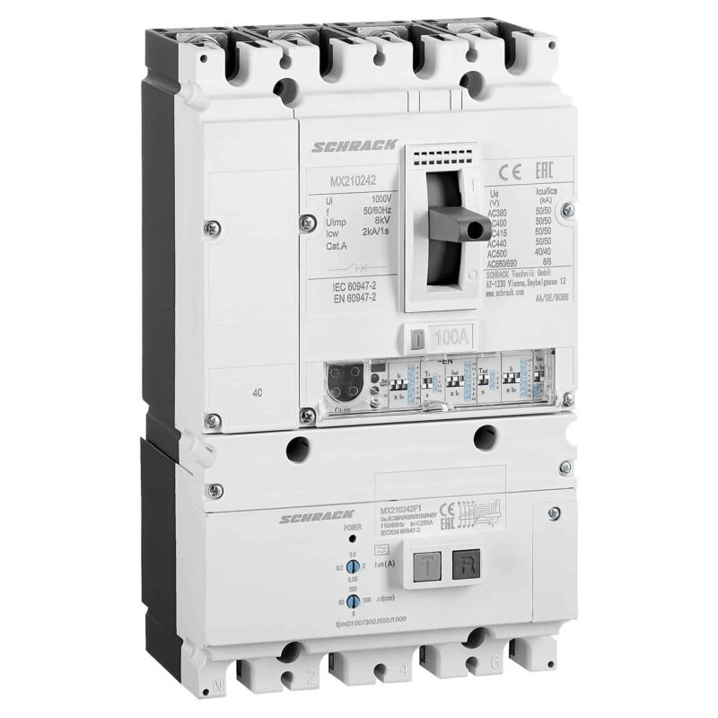 Intreruptor automat MCCB combinat cu blocuri diferentiale, marime 2, 4P, 50kA, fix, 100A - SKU:  MX210242F1