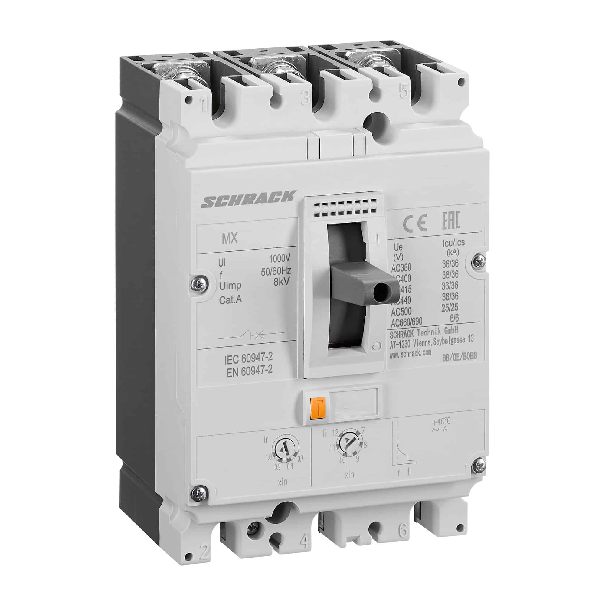 Intreruptor automat MCCB 3P, 160A, 36kA, fix, marime 2 - SKU: MX216432