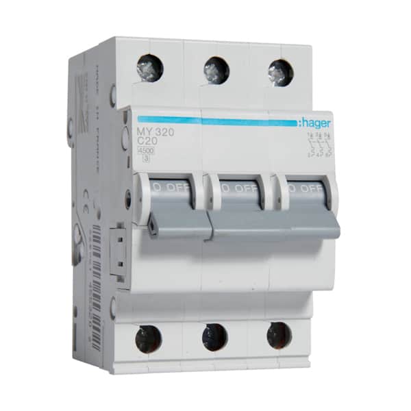 Disjunctor tripolar 20A curba C 4.5kA - SKU:  MY320