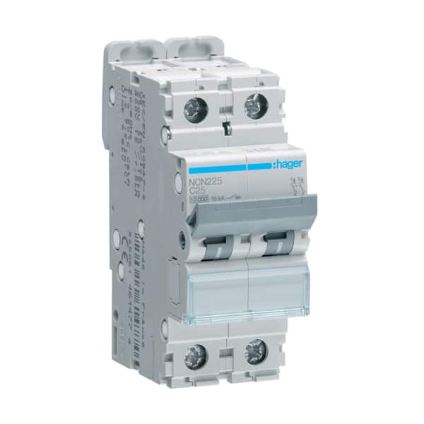 Siguranta automata bipolara 2P 25A curba C 10kA - SKU:  NCN225
