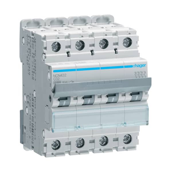 Disjunctor tetrapolar 32A, curba C, 10kA - SKU:  NCN432