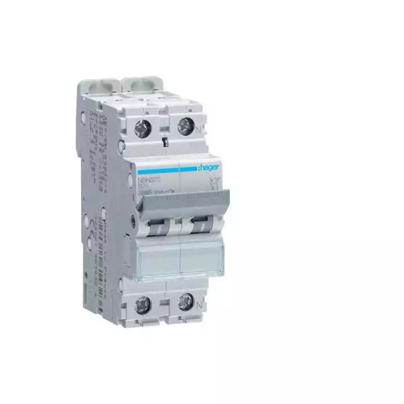 Siguranta automata magneto-termica 1P+N 10kA/15kA Curba B 25A 2 Module - SKU:  NBN525