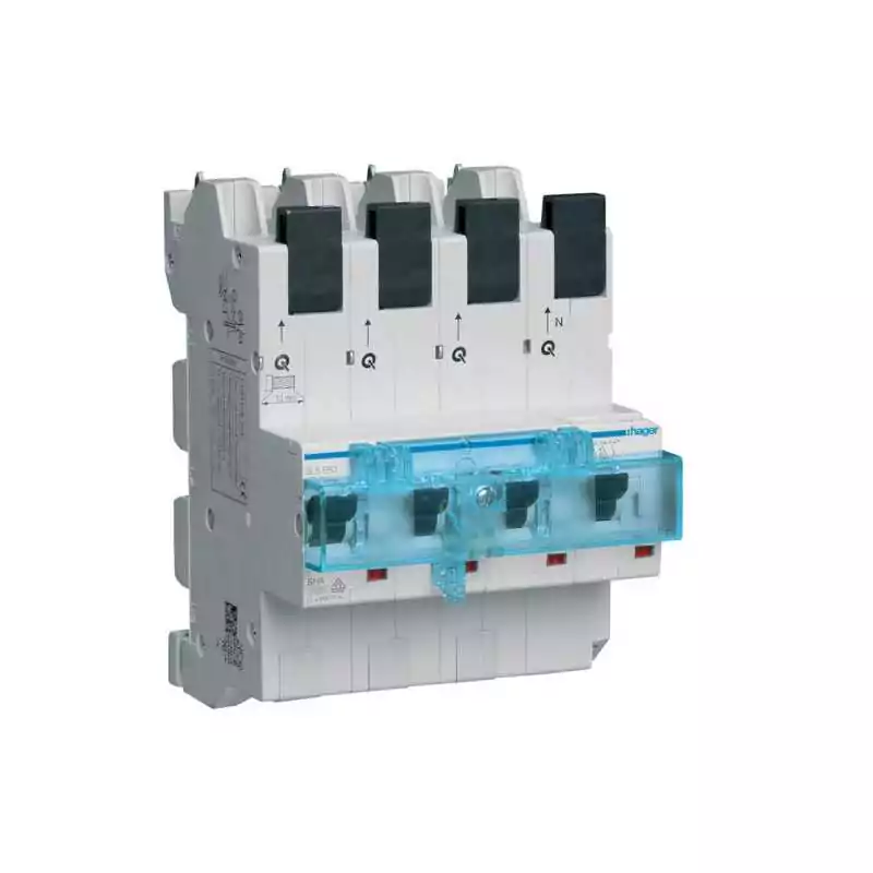 Siguranta automata selectiva 4 Poli 63A Curba E pentru Montaj pe Sina - SKU:  HTS663E