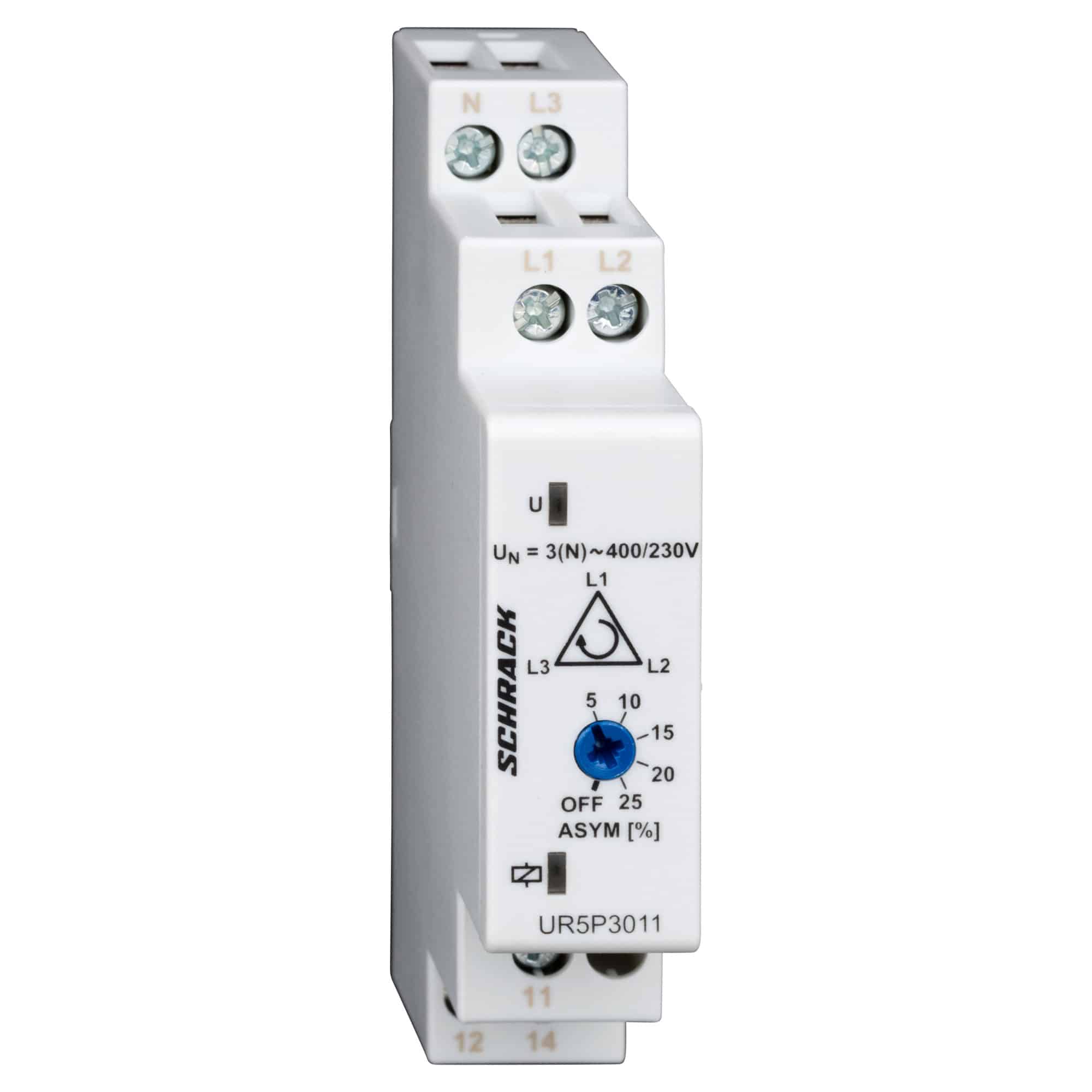 Releu monitorizare sistem trifazat, 400/230V, 5A, 1CC - SKU: UR5P3011