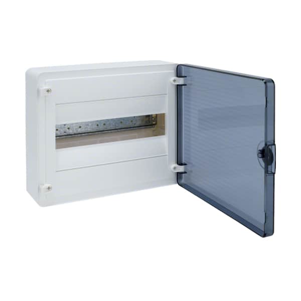 Tablou electric PVC 12 module montaj aparent cu usa transparenta IP40 - SKU:  VS112TD