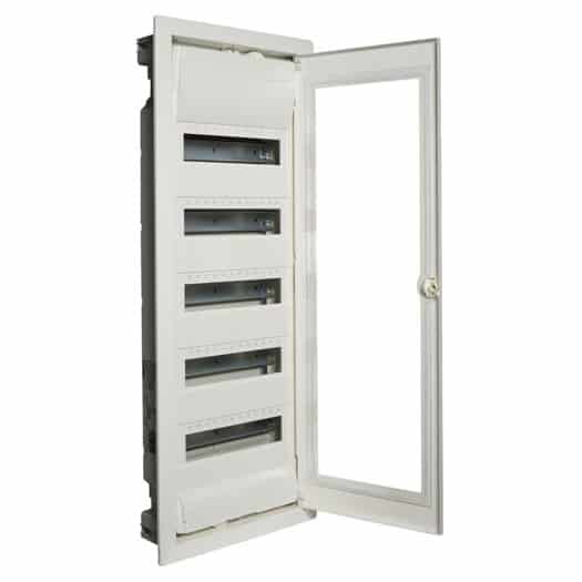 Tablou electric metalic incastrat zidarie, 5X12 module, usa transparenta - SKU:  VU60NG