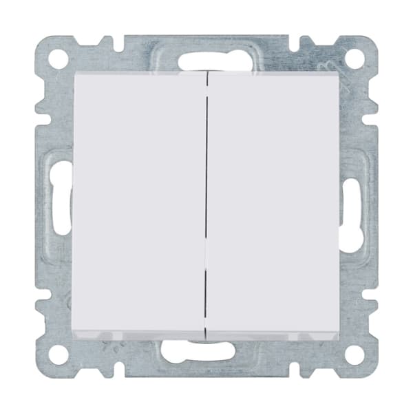 Mecanism intrerupator dublu scara incastrat alb - SKU:  WL0050