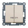 Mecanism intrerupator dublu cu LED, incastrat, crem, Lumina2 - SKU:  WL0241