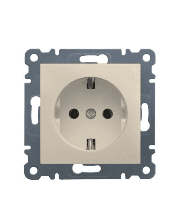 Mecanism priza 2P+E cu protectie copii, incastrat, crem, 16A/230V - SKU:  WL1061