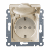 Mecanism priza 2P+E Hager cu protectie copii si capac opac crem  - SKU:  WL1161