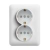 Priza dubla SCHUKO incastrata, protectie copii, alba - SKU:  WL1260