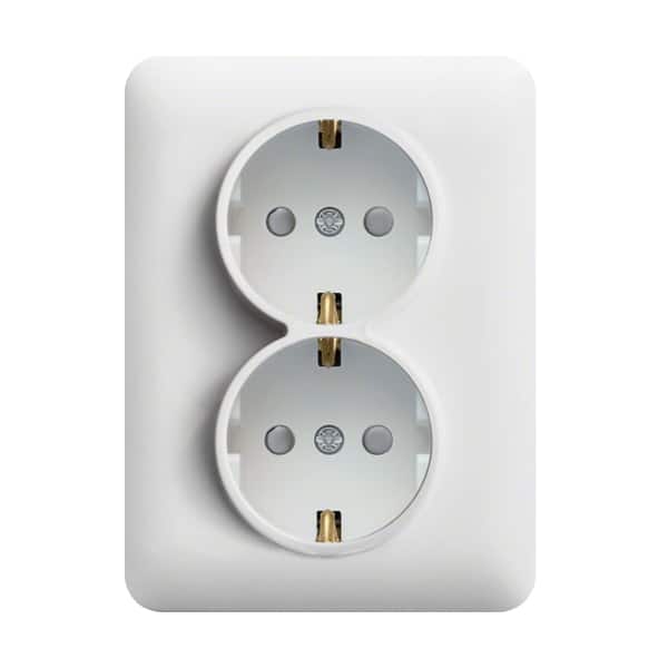 Priza dubla SCHUKO incastrata, protectie copii, alba - SKU:  WL1260