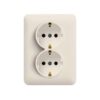 Priza dubla incastrata cu protectie copii, crem, 2P+E - SKU:  WL1261
